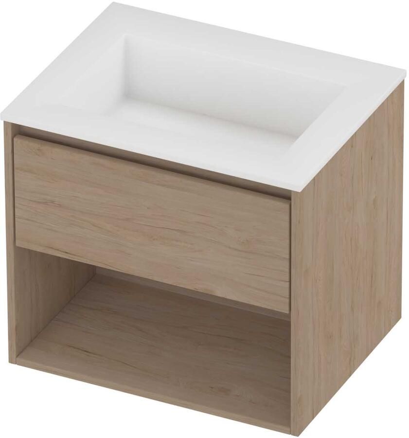 Proline Aristo Badmeubelset Polystone Elegant Schap 60x46x54 cm Mat White Ideal Oak