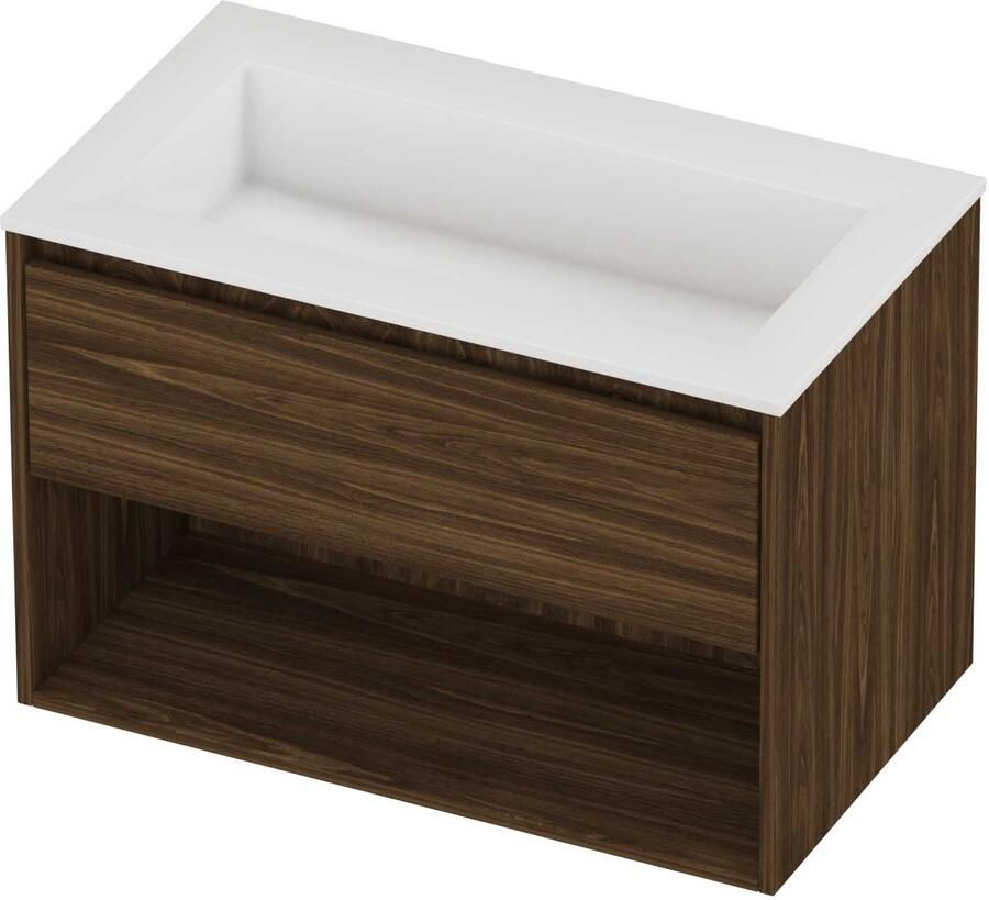 Proline Aristo Badmeubelset Polystone Elegant Schap 80x46x54 cm Glans Wit Cabana Oak