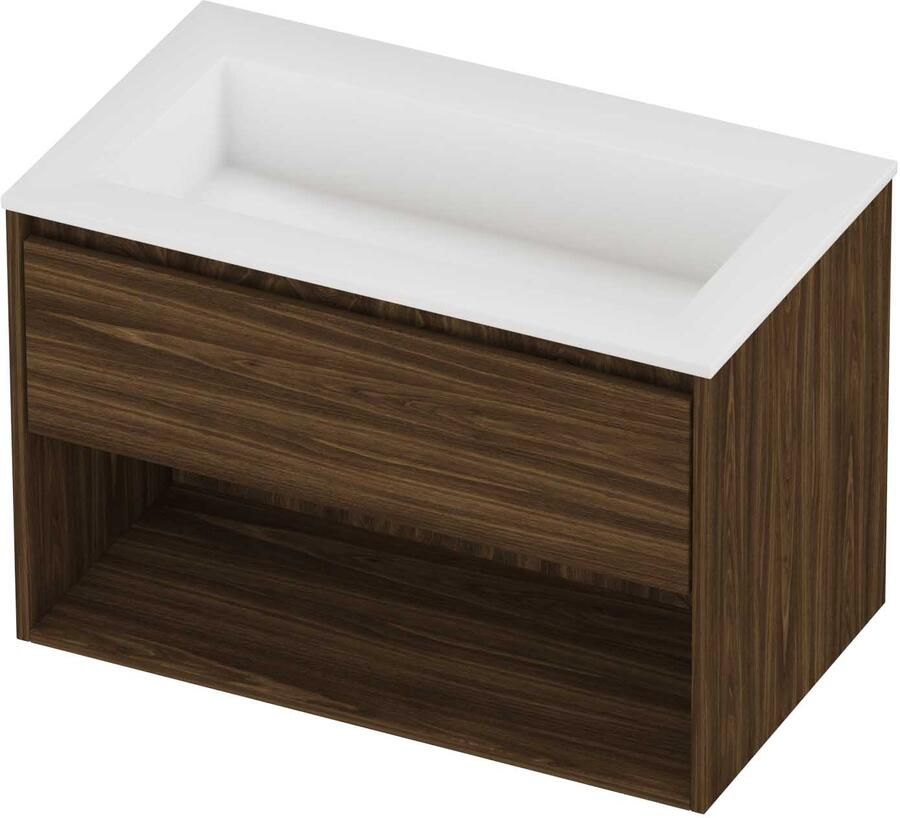 Proline Aristo Badmeubelset Polystone Elegant Schap 80x46x54 cm Mat White Cabana Oak