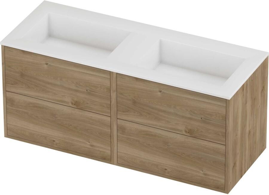 Proline Aristo Badmeubelset Polystone Elegant Zonder Gat 120x46x54 cm Glans Wit Cider Oak