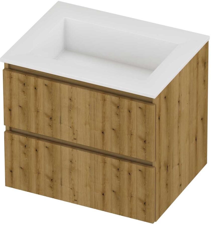 Proline Aristo Badmeubelset Polystone Elegant Zonder Kraangat 60x46x54 cm Glans Wit Urban Oak