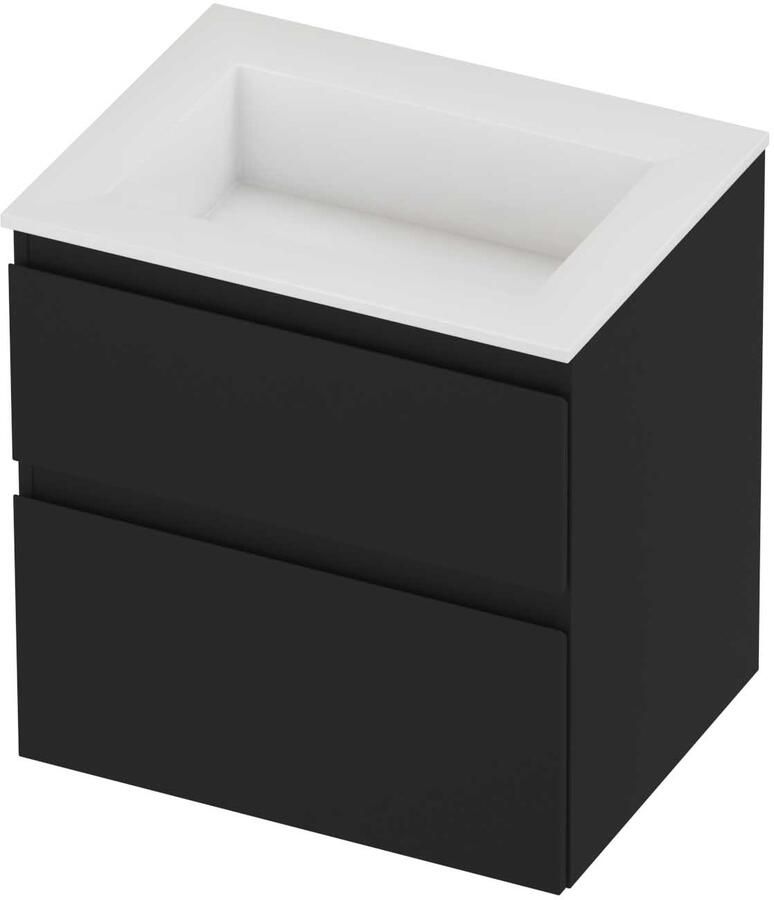 Proline Aristo Badmeubelset Polystone Elegant Zonder Kraangat 60x46x62 cm Glans Wit Mat Zwart
