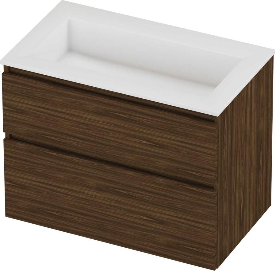 Proline Aristo Badmeubelset Polystone Elegant Zonder Kraangat 80x46x62 cm Glans Wit Cabana Oak