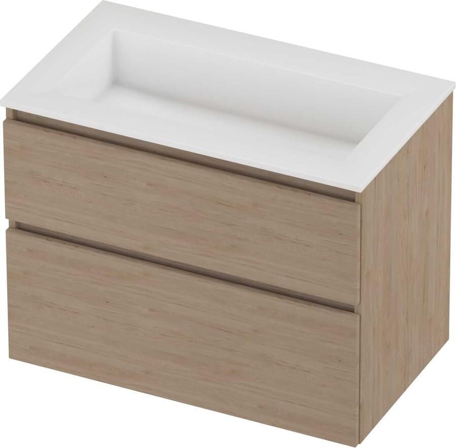 Proline Aristo Badmeubelset Polystone Elegant Zonder Kraangat 80x46x62 cm Glans Wit Ideal Oak