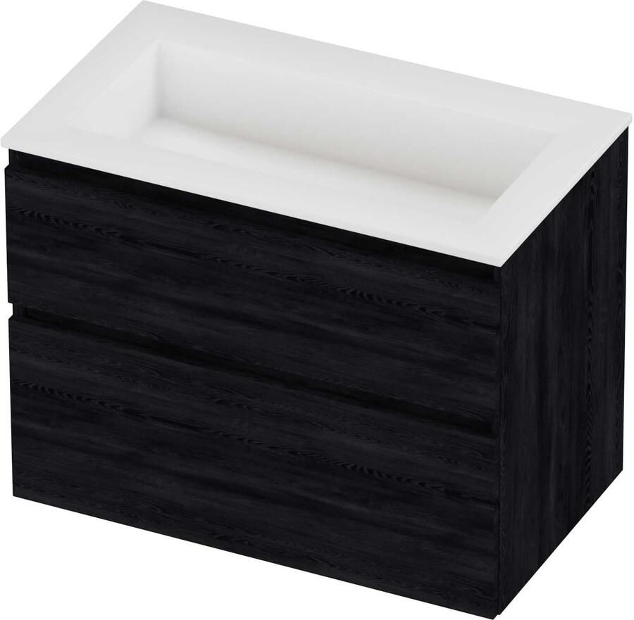 Proline Aristo Badmeubelset Polystone Elegant Zonder Kraangat 80x46x62 cm Mat White Black Oak