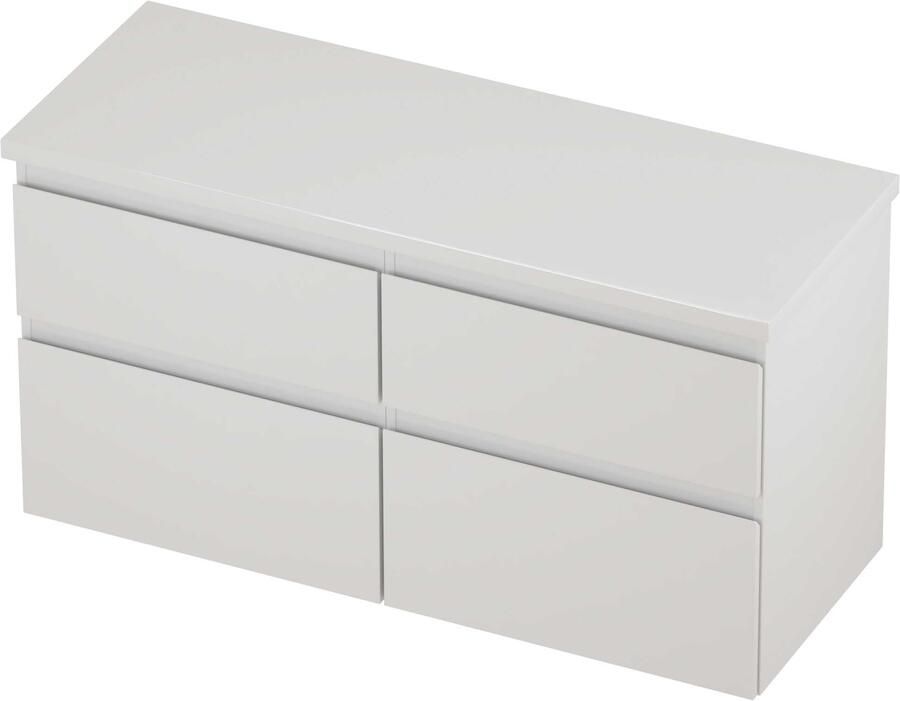 Proline Deck Badmeubelset Asymmetrisch 4 Laden 120x46x55 cm Hoogglans Wit