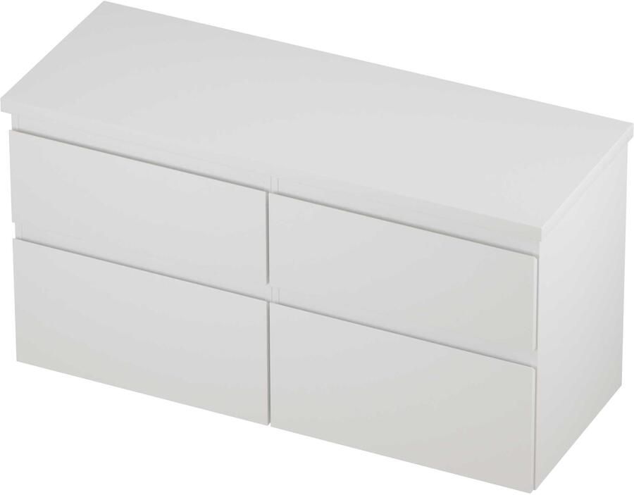 Proline Deck Badmeubelset Asymmetrisch 4 Laden 120x46x55 cm Mat Wit