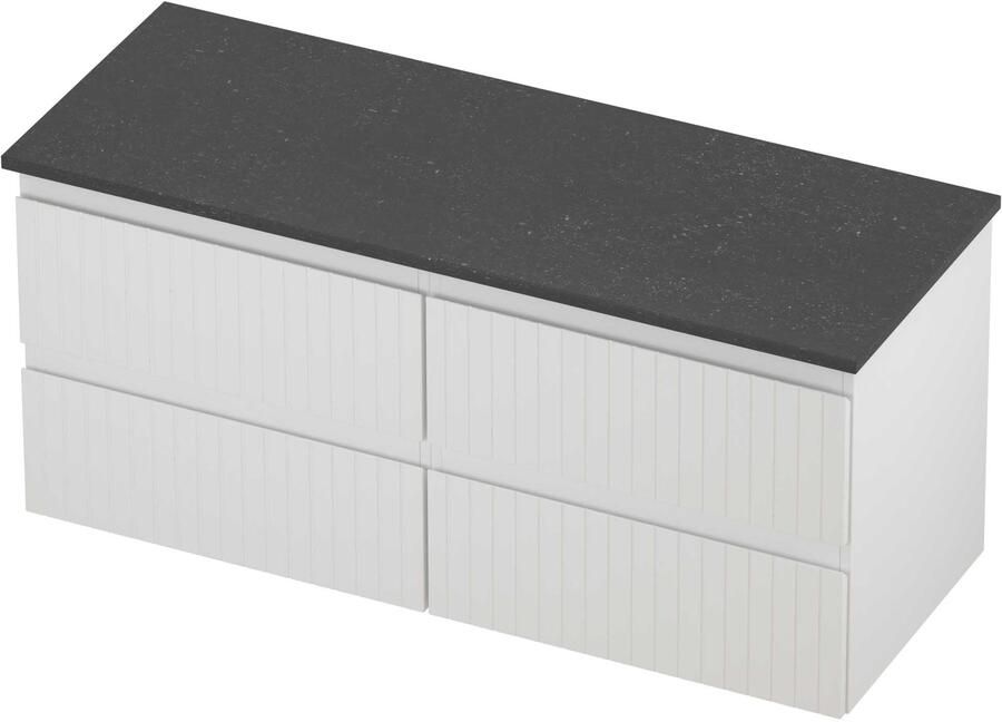 Proline Deck Badmeubelset Hardsteen 4 Laden Symmetrisch Gefreesd 120x46x55 cm Blue Stone Mat Wit