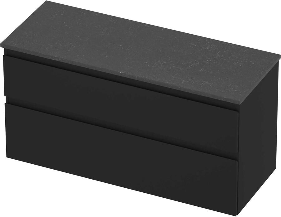 Proline Deck Badmeubelset Hardsteen Asymmetrisch 120x46x55 cm Blue Stone Mat Zwart