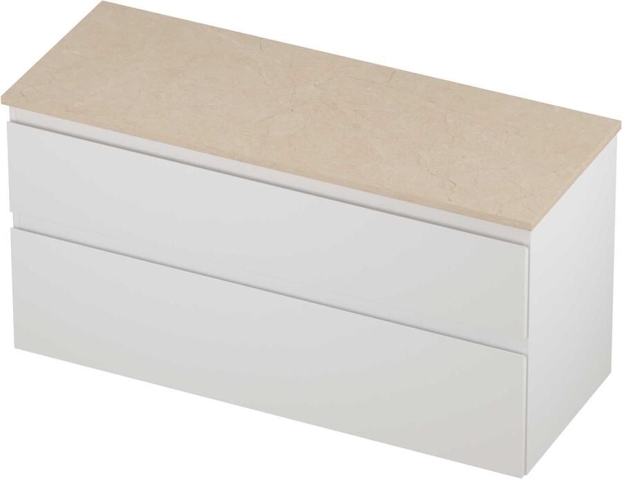 Proline Deck Badmeubelset Hardsteen Asymmetrisch 120x46x55 cm Sand Stone Mat Wit