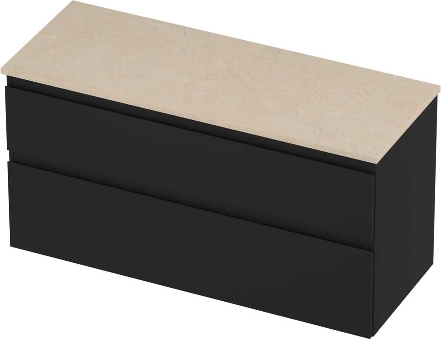Proline Deck Badmeubelset Hardsteen Asymmetrisch 120x46x55 cm Sand Stone Mat Zwart