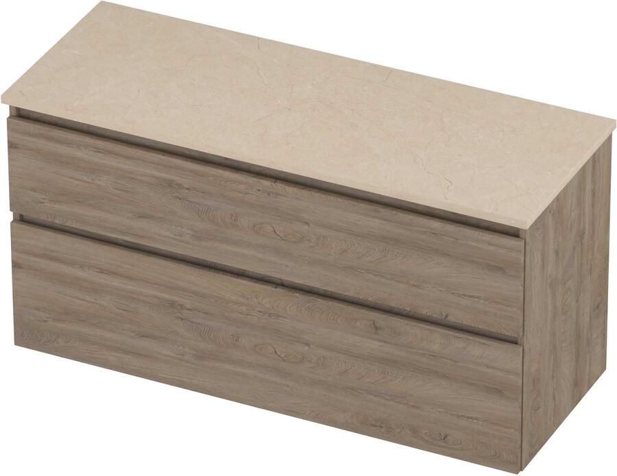 Proline Deck Badmeubelset Hardsteen Asymmetrisch 120x46x55 cm Sand Stone Raw Oak