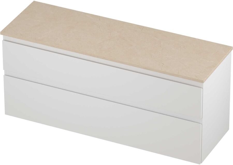Proline Deck Badmeubelset Hardsteen Asymmetrisch 140x46x55 cm Sand Stone Mat Wit
