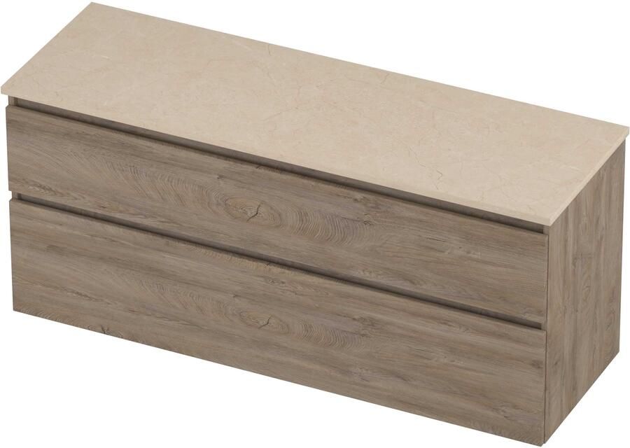 Proline Deck Badmeubelset Hardsteen Asymmetrisch 140x46x55 cm Sand Stone Raw Oak