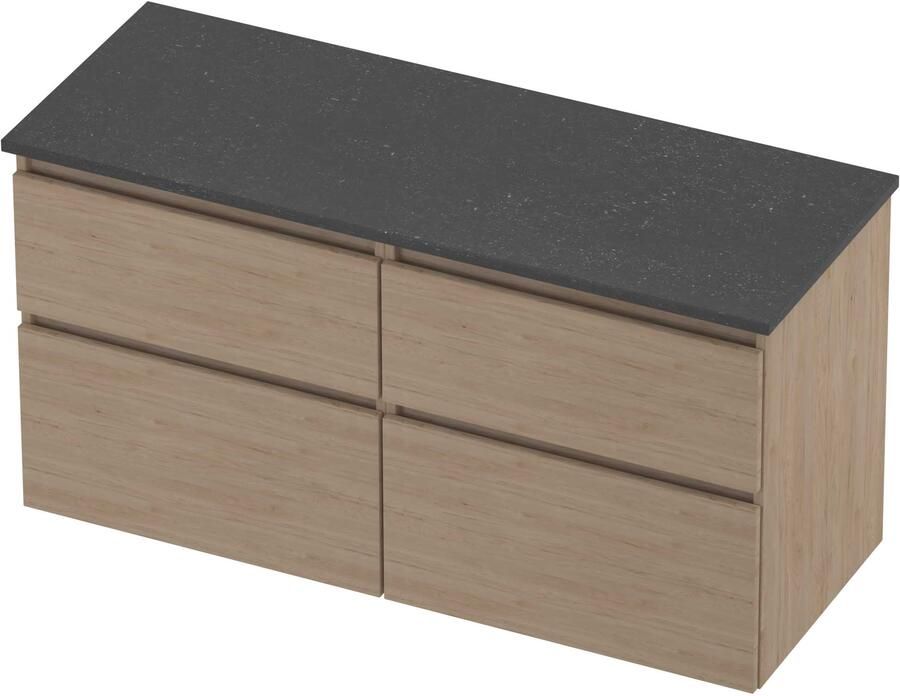 Proline Deck Badmeubelset Hardsteen Asymmetrisch 4 Laden 120x46x55 cm Blue Stone Ideal Oak
