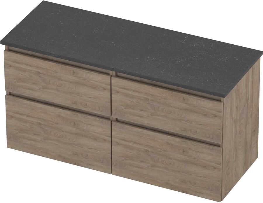 Proline Deck Badmeubelset Hardsteen Asymmetrisch 4 Laden 120x46x55 cm Blue Stone Raw Oak