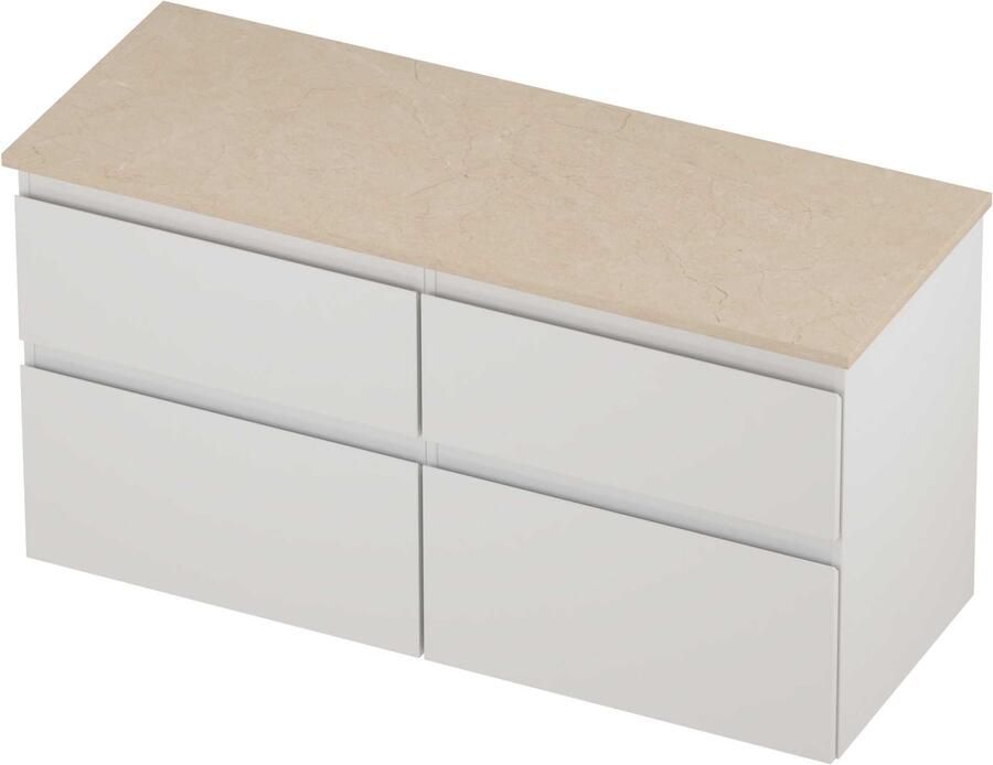 Proline Deck Badmeubelset Hardsteen Asymmetrisch 4 Laden 120x46x55 cm Sand Stone Glans Wit