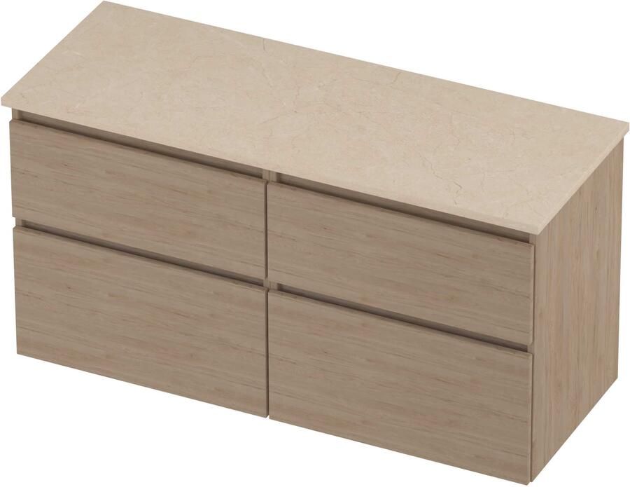 Proline Deck Badmeubelset Hardsteen Asymmetrisch 4 Laden 120x46x55 cm Sand Stone Ideal Oak