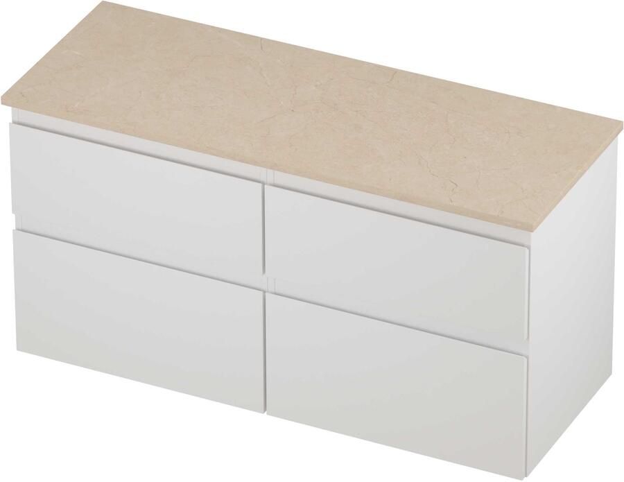 Proline Deck Badmeubelset Hardsteen Asymmetrisch 4 Laden 120x46x55 cm Sand Stone Mat Wit