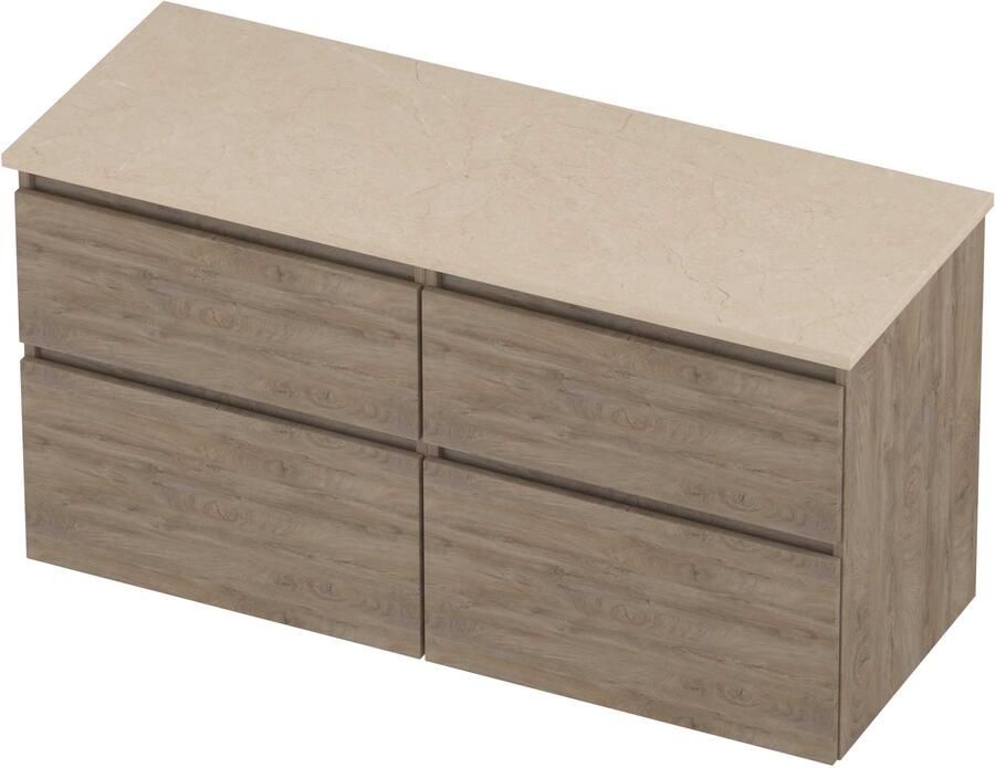 Proline Deck Badmeubelset Hardsteen Asymmetrisch 4 Laden 120x46x55 cm Sand Stone Raw Oak