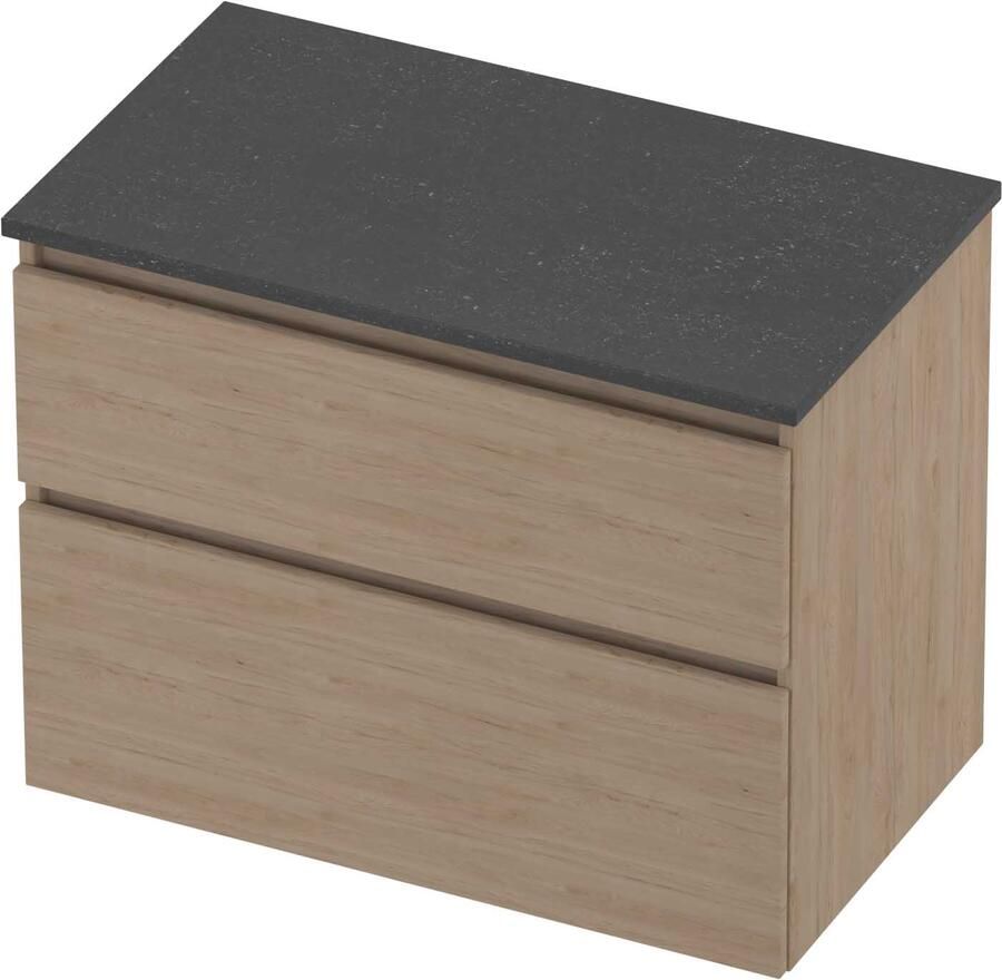 Proline Deck Badmeubelset Hardsteen Asymmetrisch 80x46x55 cm Blue Stone Ideal Oak