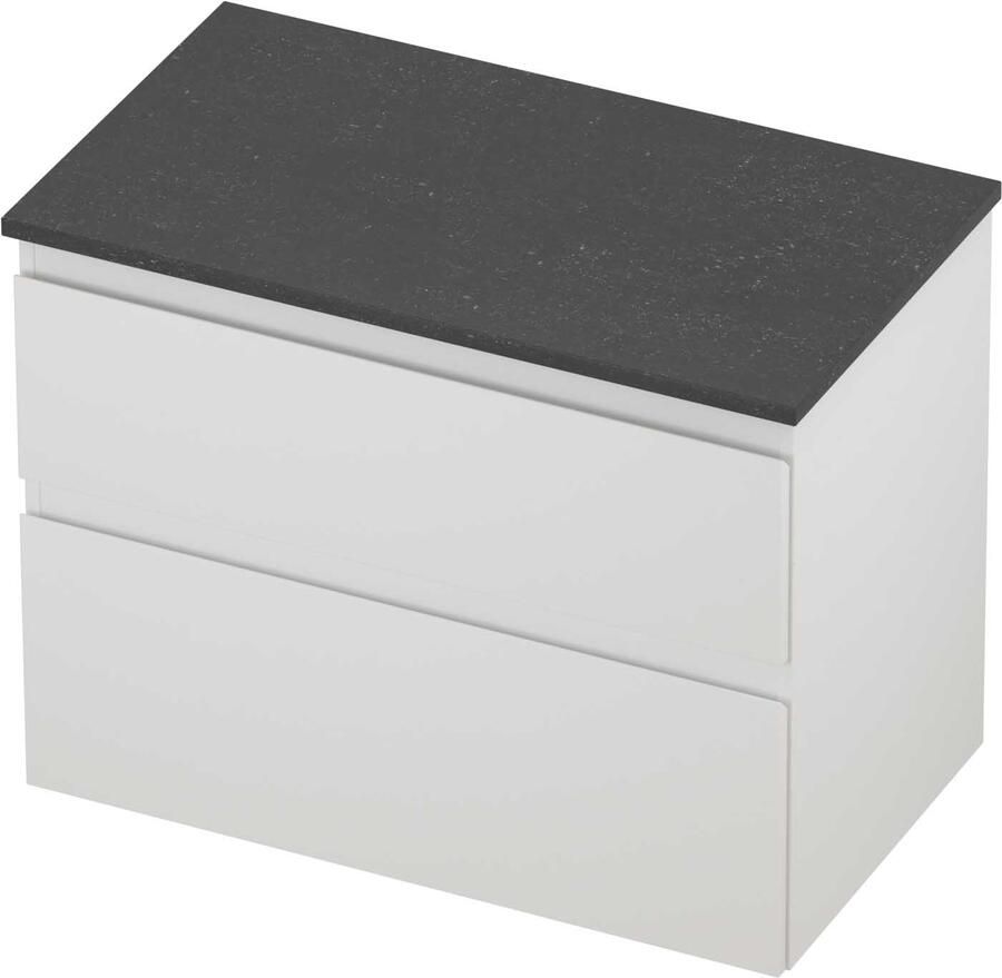 Proline Deck Badmeubelset Hardsteen Asymmetrisch 80x46x55 cm Blue Stone Mat Wit