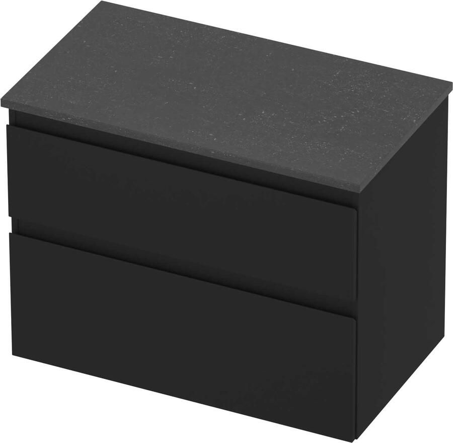 Proline Deck Badmeubelset Hardsteen Asymmetrisch 80x46x55 cm Blue Stone Mat Zwart