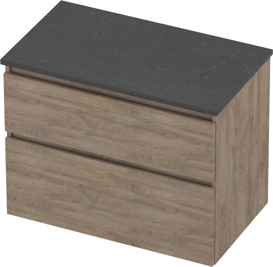 Proline Deck Badmeubelset Hardsteen Asymmetrisch 80x46x55 cm Blue Stone Raw Oak