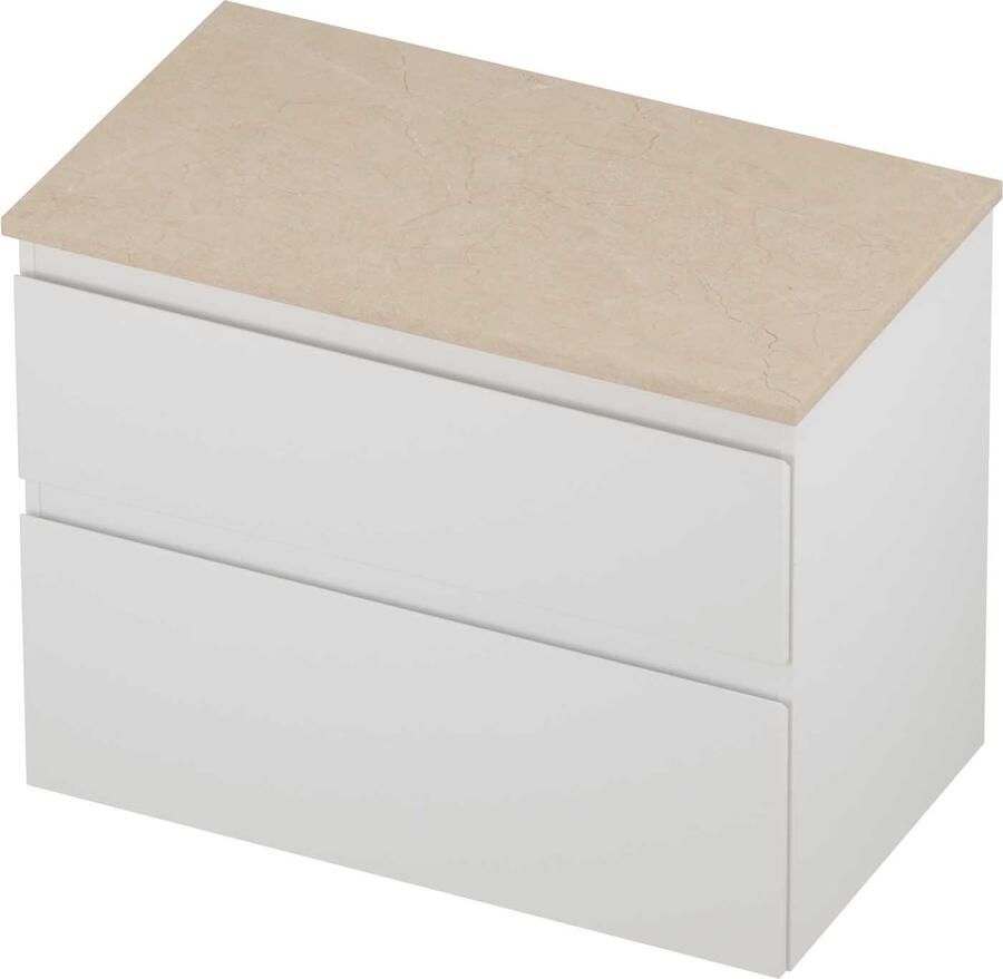 Proline Deck Badmeubelset Hardsteen Asymmetrisch 80x46x55 cm Sand Stone Mat Wit
