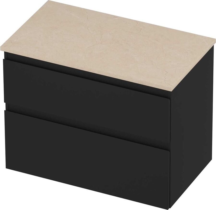 Proline Deck Badmeubelset Hardsteen Asymmetrisch 80x46x55 cm Sand Stone Mat Zwart