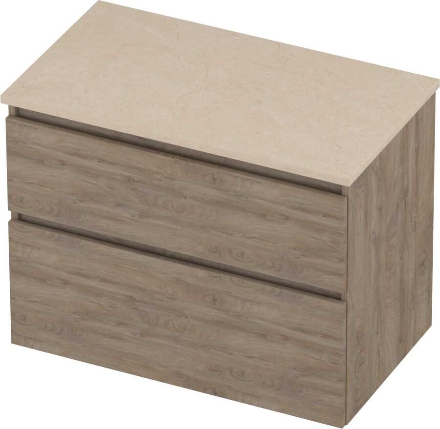 Proline Deck Badmeubelset Hardsteen Asymmetrisch 80x46x55 cm Sand Stone Raw Oak