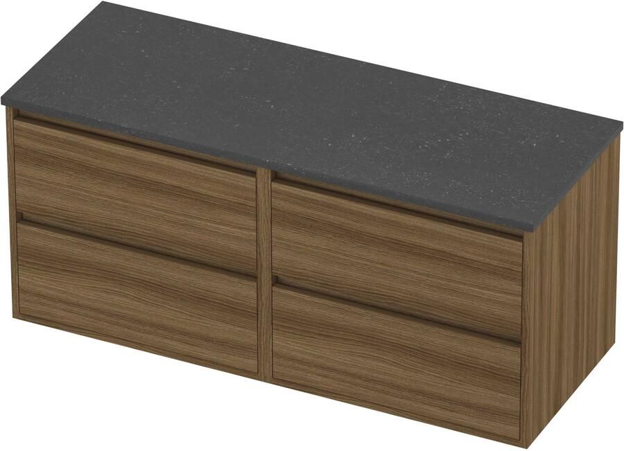 Proline Deck Badmeubelset Hardsteen Greeploos 120x46x54 cm Blue Stone Caramel Walnut