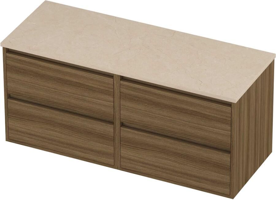 Proline Deck Badmeubelset Hardsteen Greeploos 120x46x54 cm Sand Stone Caramel Walnut