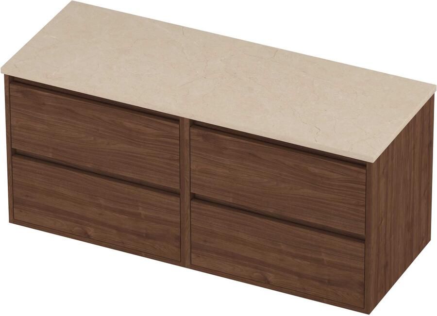 Proline Deck Badmeubelset Hardsteen Greeploos 120x46x54 cm Sand Stone Indian Walnut