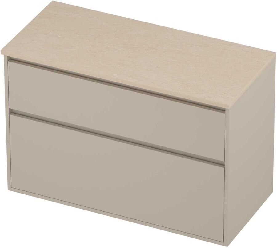 Proline Deck Badmeubelset Hardsteen Greeploos Asymmetrisch 100x46x67 cm Sand Stone Soft Linen