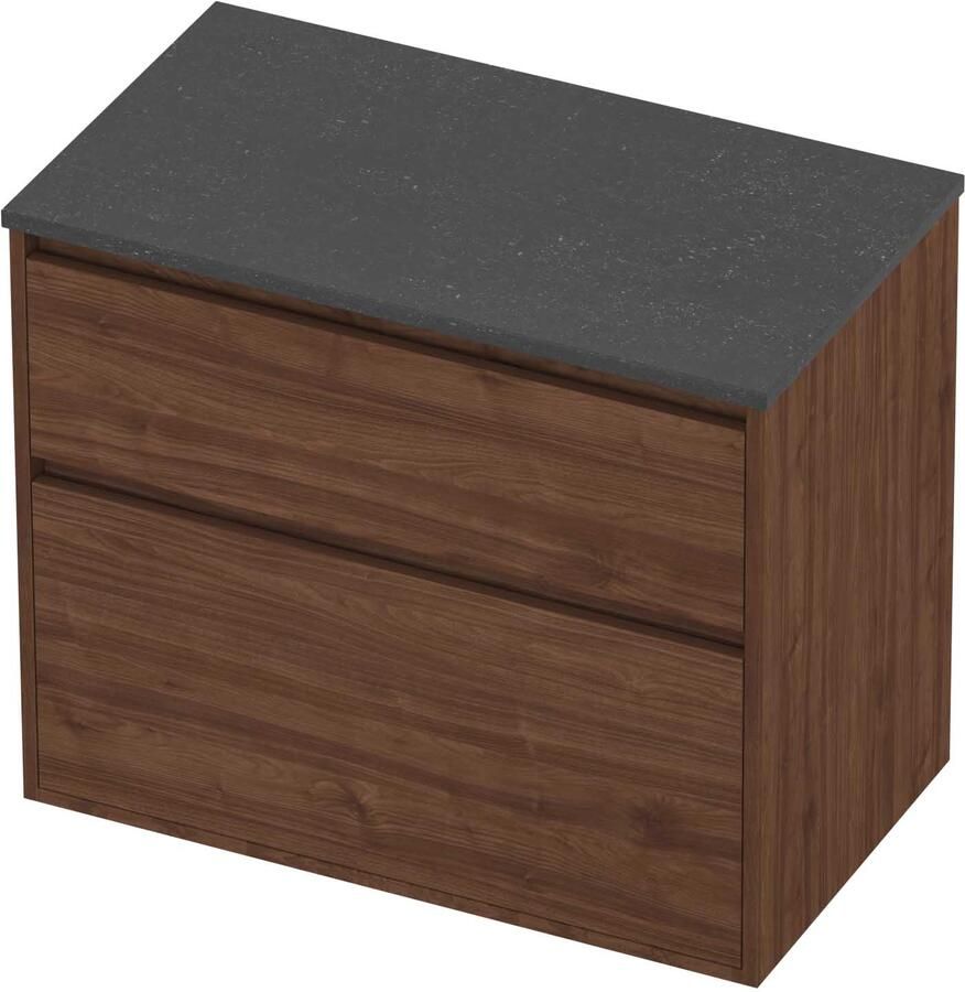 Proline Deck Badmeubelset Hardsteen Greeploos Asymmetrisch 80x46x67 cm Blue Stone Indian Walnut