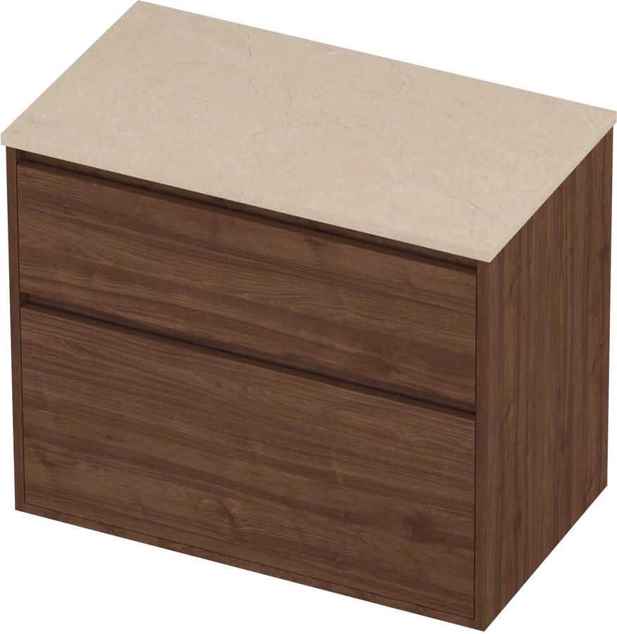 Proline Deck Badmeubelset Hardsteen Greeploos Asymmetrisch 80x46x67 cm Sand Stone Indian Walnut