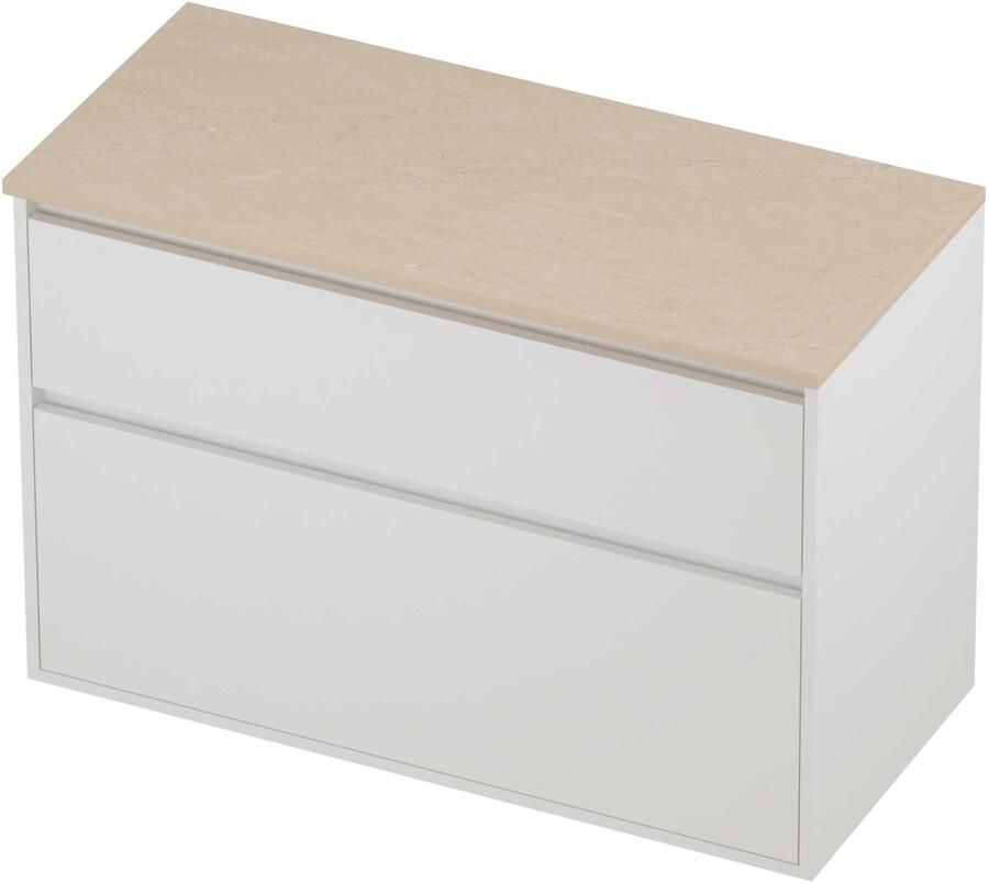 Proline Deck Badmeubelset Hardsteen Greeploos Asymmetrisch Kader 100x46x67 cm Sand Stone Mat White