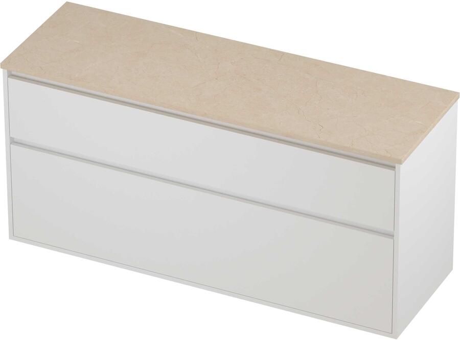 Proline Deck Badmeubelset Hardsteen Greeploos Asymmetrisch Kader 140x46x67 cm Sand Stone Mat White