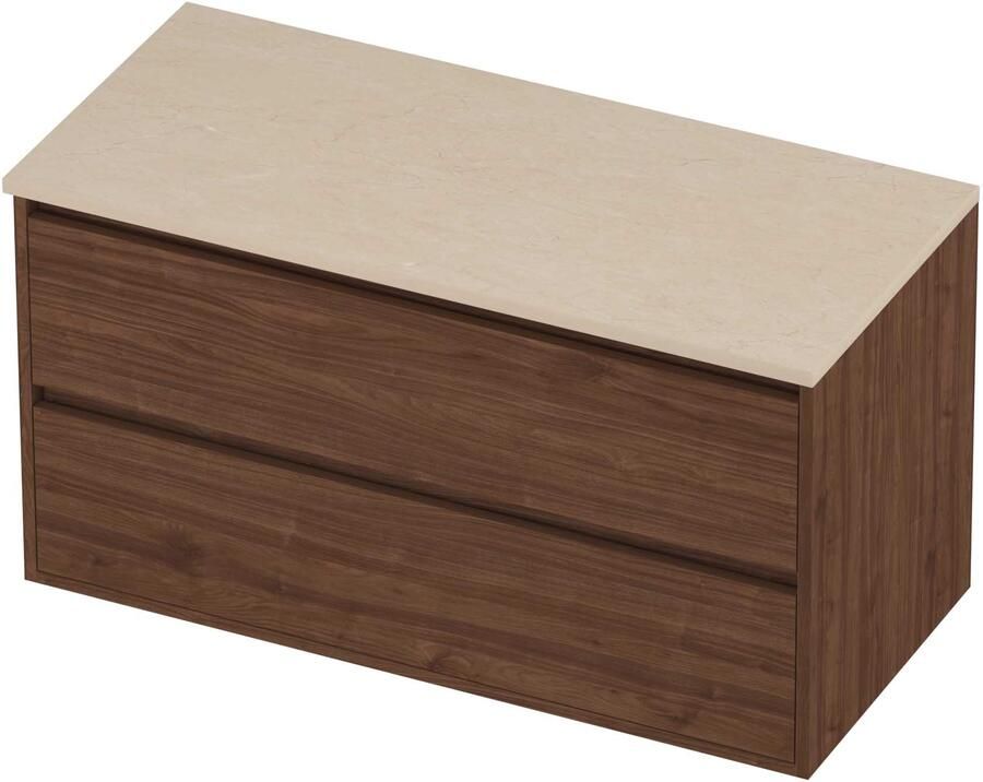 Proline Deck Badmeubelset Hardsteen Greeploos Symmetrisch 100x46x54 cm Sand Stone Indian Walnut