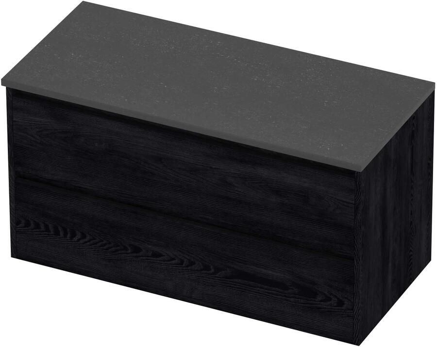 Proline Deck Badmeubelset Hardsteen Greeploos Symmetrisch Kader 100x46x54 cm Blue Stone Black Oak