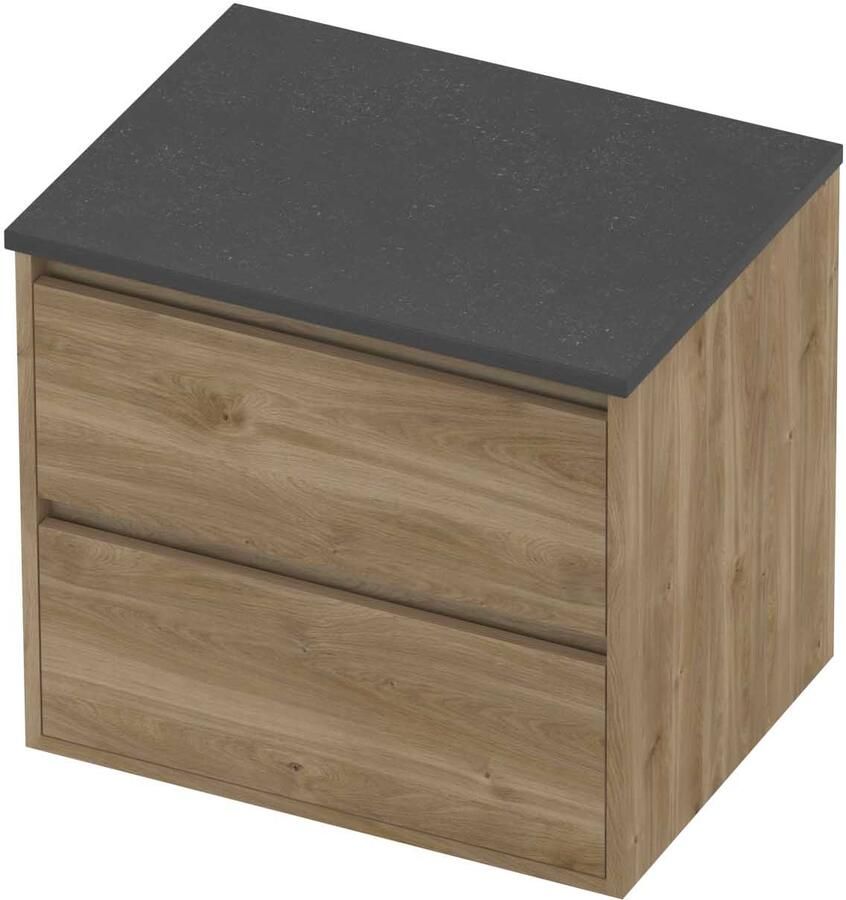 Proline Deck Badmeubelset Hardsteen Greeploos Symmetrisch Kader 60x46x54 cm Blue Stone Cider Oak