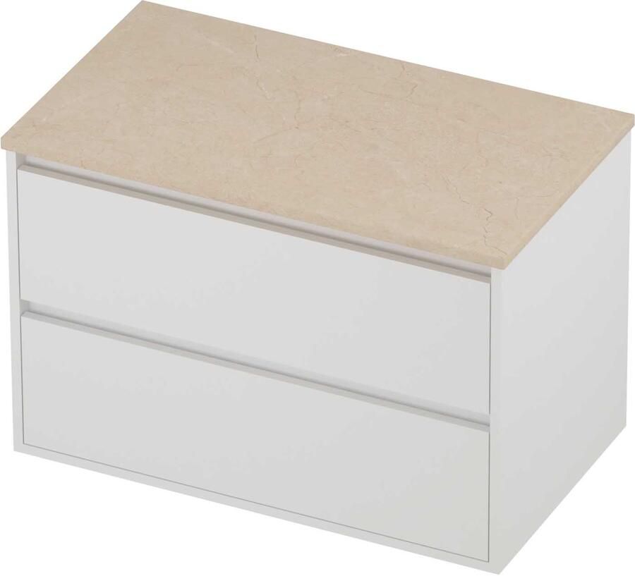 Proline Deck Badmeubelset Hardsteen Greeploos Symmetrisch Kader 80x46x54 cm Sand Stone Mat White