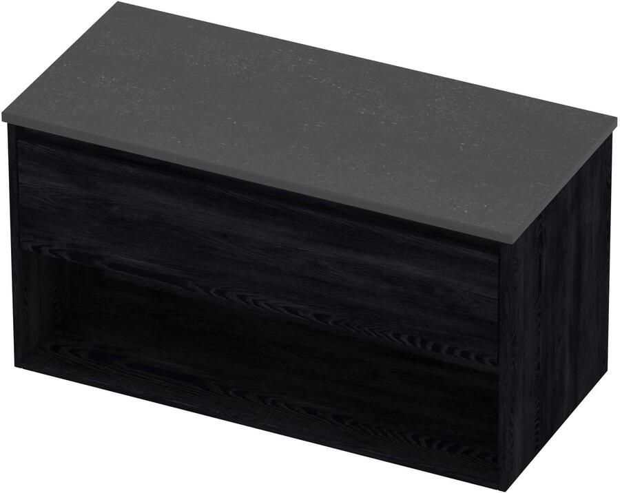 Proline Deck Badmeubelset Hardsteen Met Schap 100x46x55 cm Blue Stone Black Oak