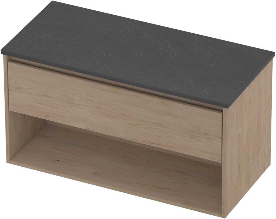 Proline Deck Badmeubelset Hardsteen Met Schap 100x46x55 cm Blue Stone Ideal Oak