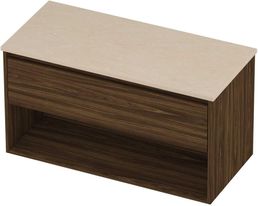 Proline Deck Badmeubelset Hardsteen Met Schap 100x46x55 cm Sand Stone Cabana Oak