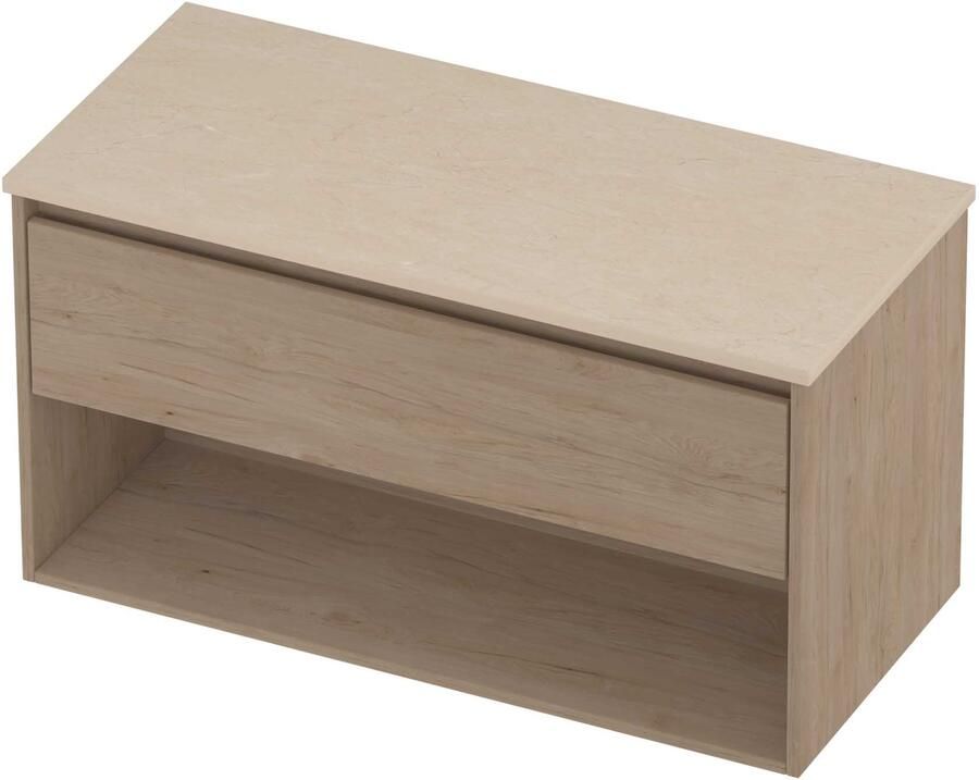 Proline Deck Badmeubelset Hardsteen Met Schap 100x46x55 cm Sand Stone Ideal Oak