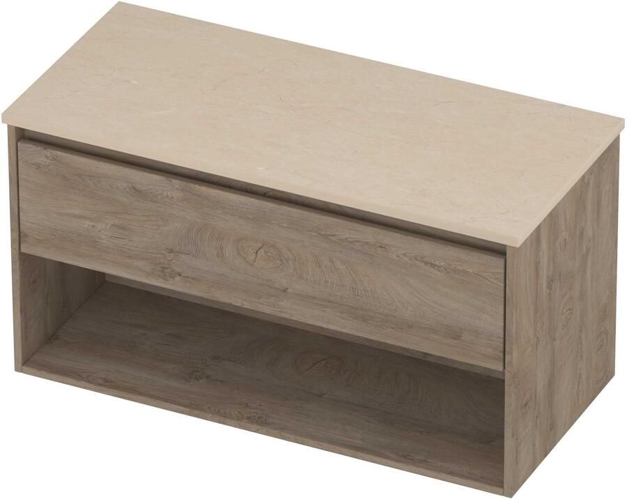 Proline Deck Badmeubelset Hardsteen Met Schap 100x46x55 cm Sand Stone Raw Oak