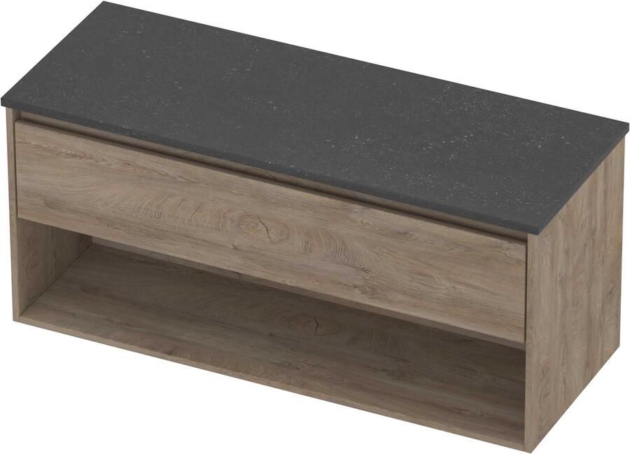 Proline Deck Badmeubelset Hardsteen Met Schap 120x46x55 cm Blue Stone Raw Oak