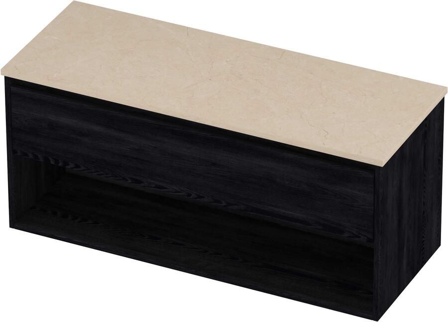 Proline Deck Badmeubelset Hardsteen Met Schap 120x46x55 cm Sand Stone Black Oak